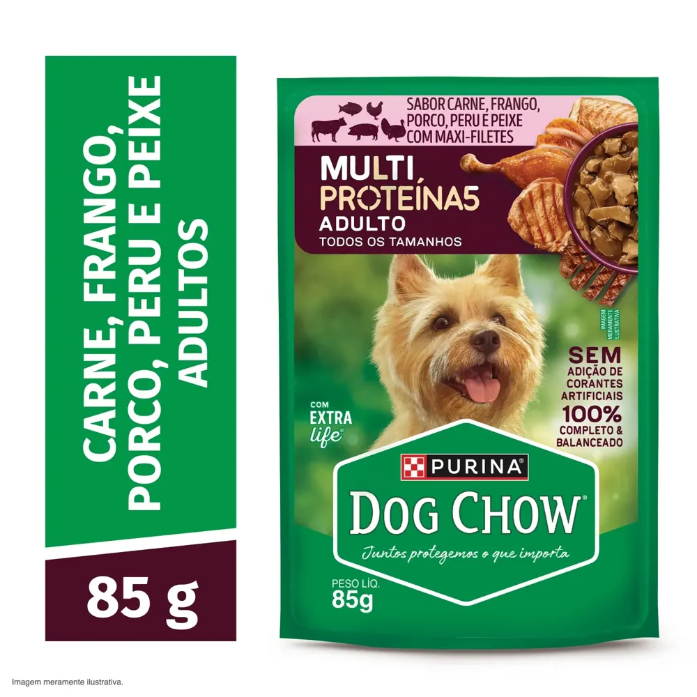 Ração Úmida Dog Chow Cães Adultos Multiproteína5 Carne Frango Porco Peru e Peixe — foto 3