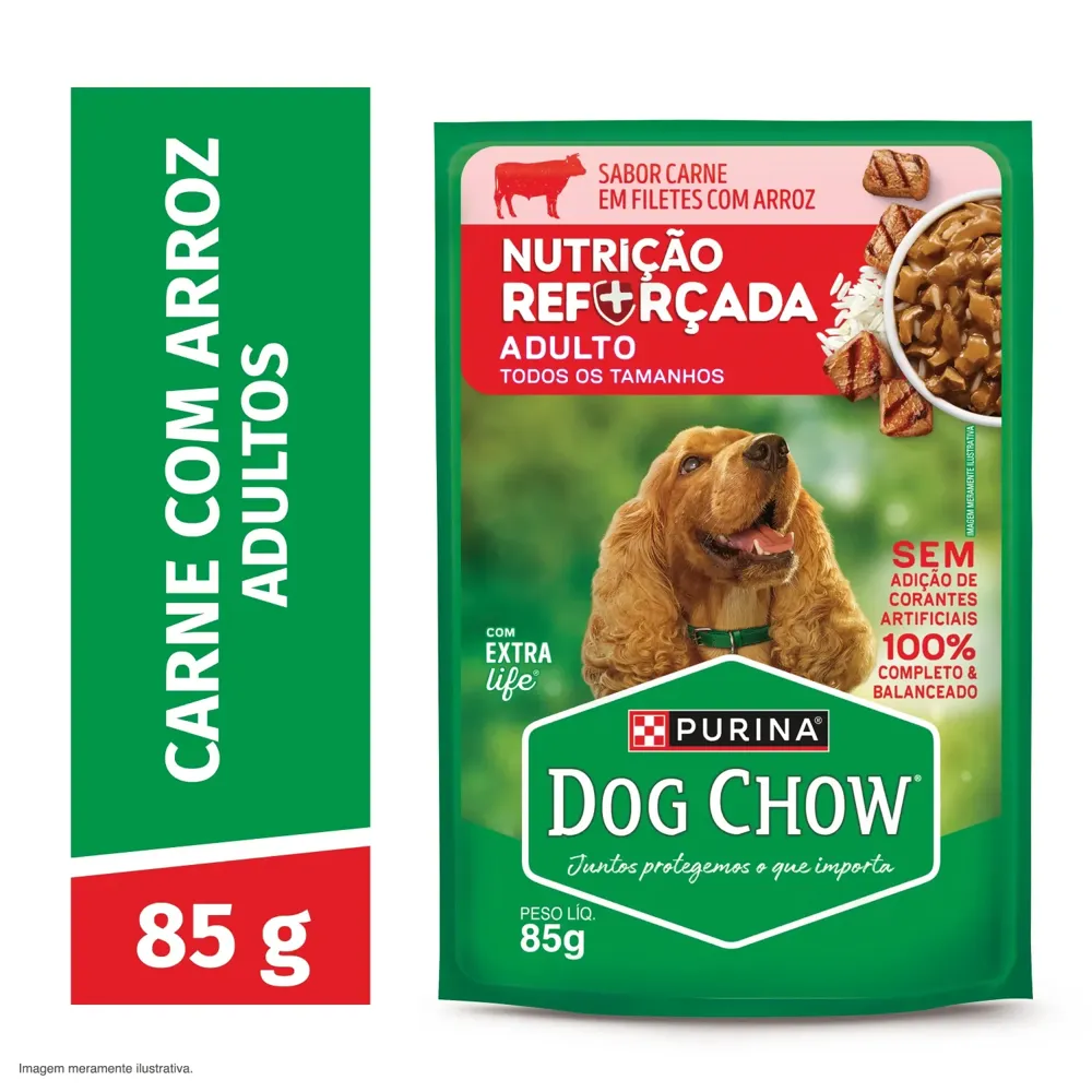 Ração Úmida Dog Chow Cães Adultos Nutrição Reforçada Carne em Filetes com Arroz — foto 3