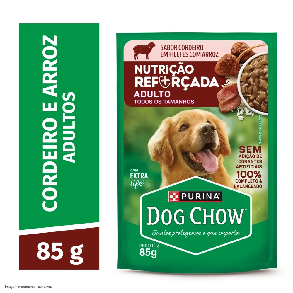 Ração Úmida Dog Chow Cães Adultos Nutrição Reforçada Cordeiro em Filetes com Arroz — foto 3
