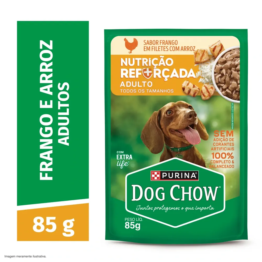 Ração Úmida Dog Chow Cães Adultos Nutrição Reforçada Frango em Filetes com Arroz — foto 3