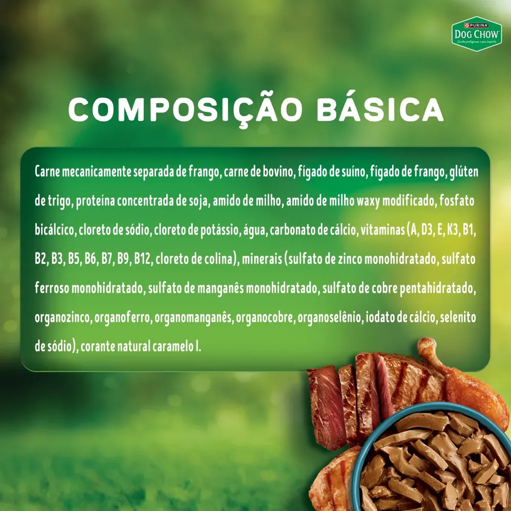 Ração Úmida Dog Chow Cães Adultos Tripla Proteína Carne Frango e Porco em Tirinhas — foto 5