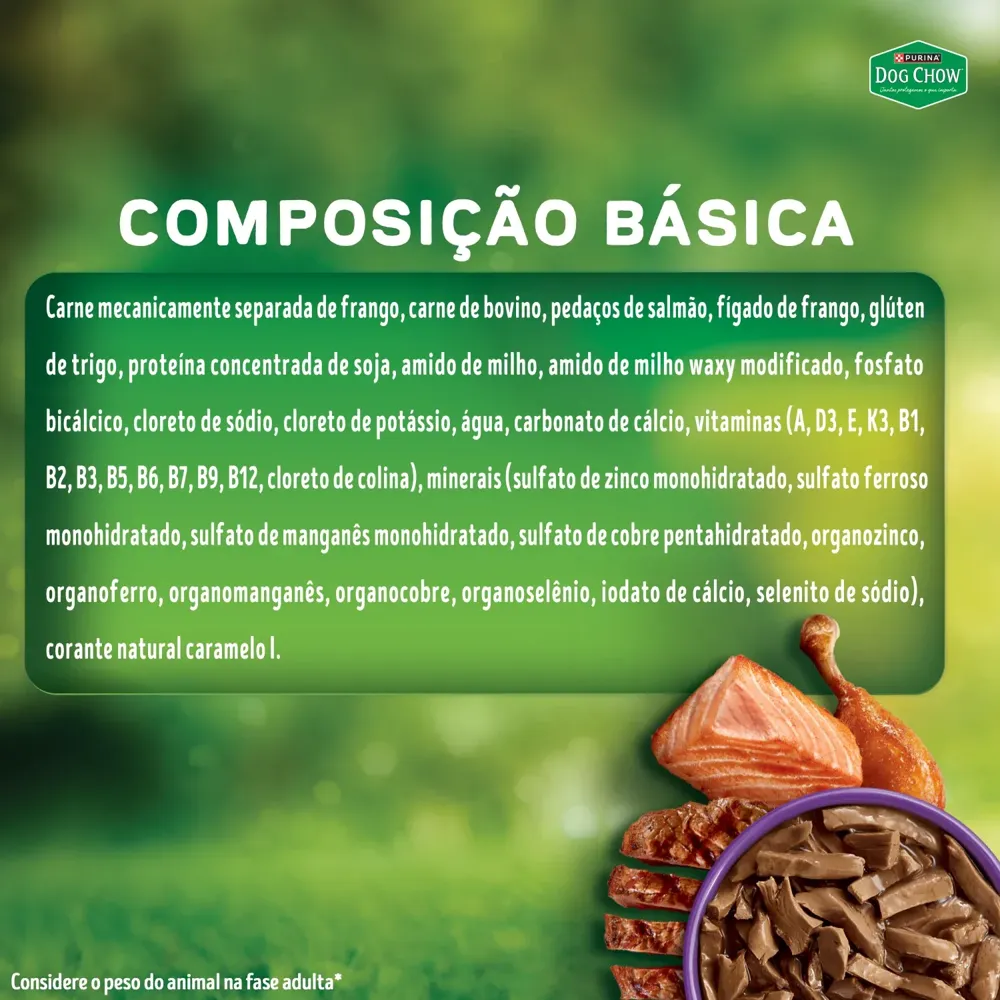 Ração Úmida Dog Chow Cães Adultos Tripla Proteína Carne Frango e Salmão em Tirinhas — foto 5