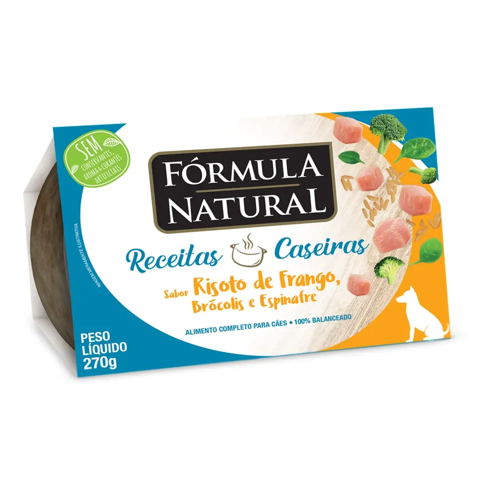 Ração Úmida Fórmula Natural Receita Caseira Cães Risoto de Frango Brócolis e Espinafre