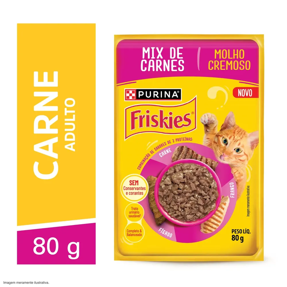 Ração Úmida Friskies Gatos Adultos Molho Cremoso de Mix de Carnes — foto 3