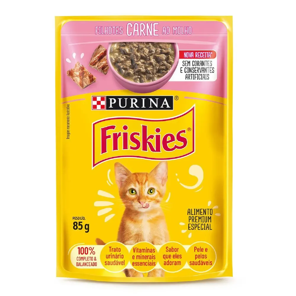 Ração Úmida Friskies Gatos Filhotes Carne ao molho