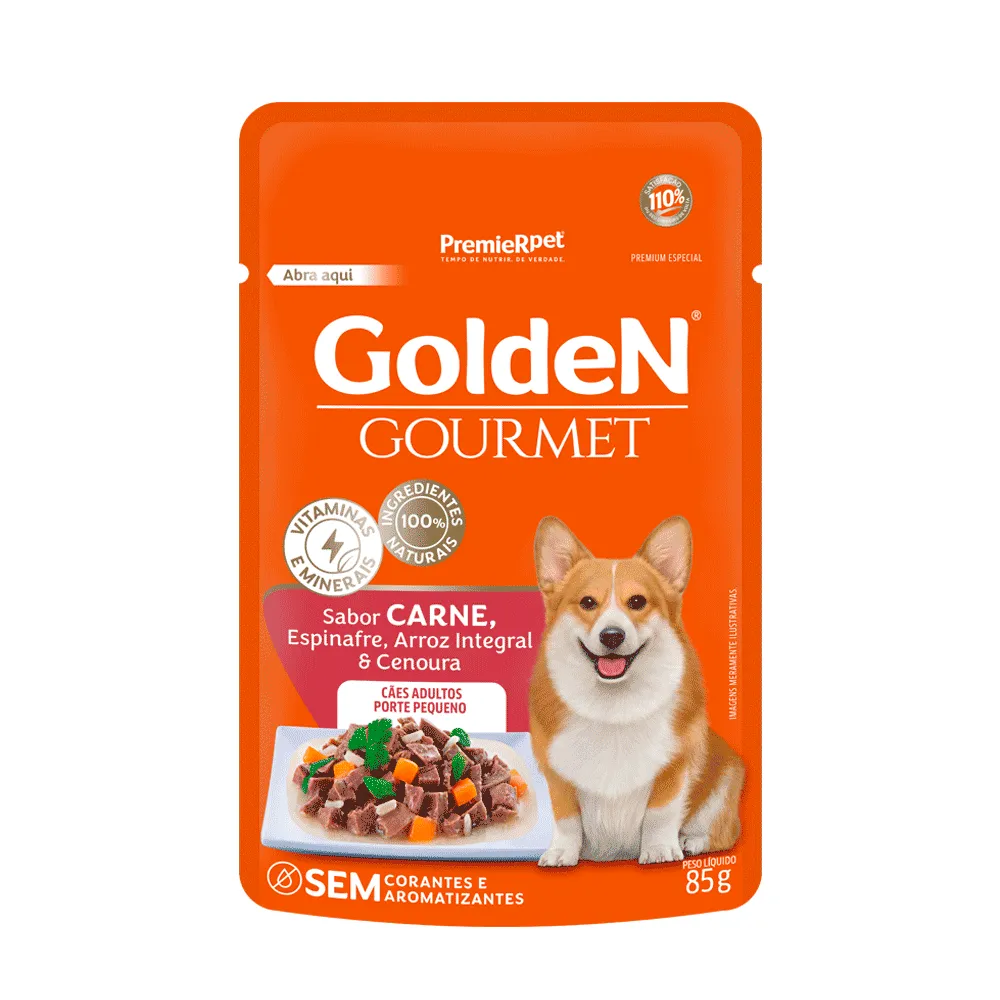 Ração Úmida Golden Gourmet Cães Adultos Porte Pequeno Carne