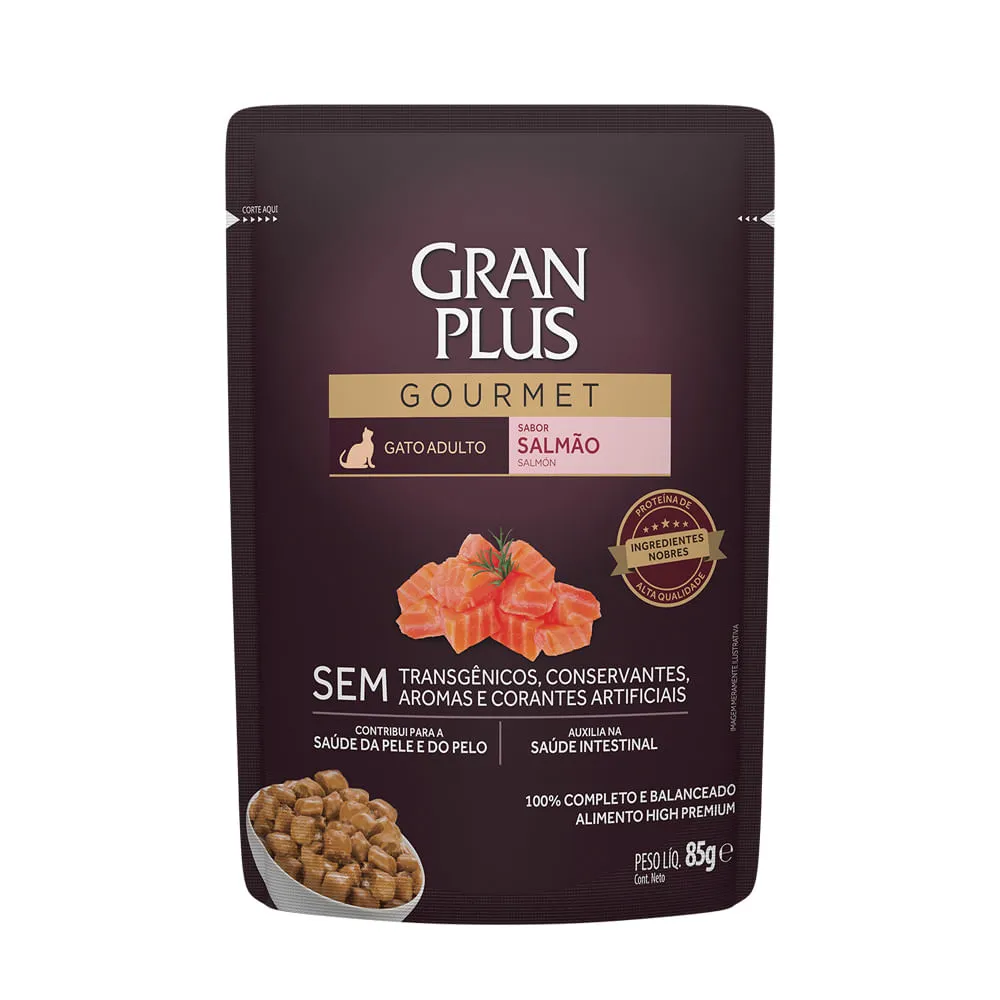 Ração Úmida GranPlus Gourmet Gatos Adultos Salmão