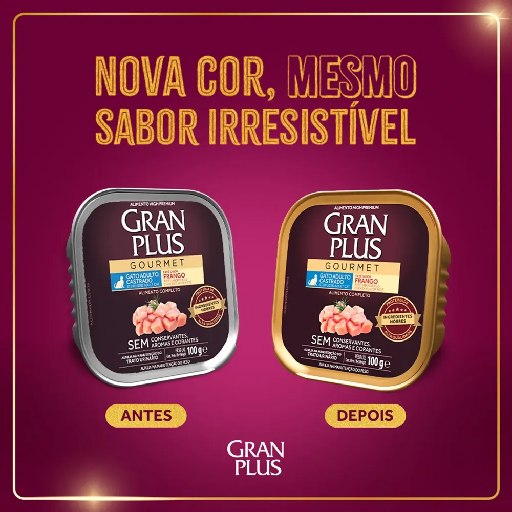 Ração Úmida GranPlus Gatos Adultos Castrados Patê Gourmet Frango — foto 2