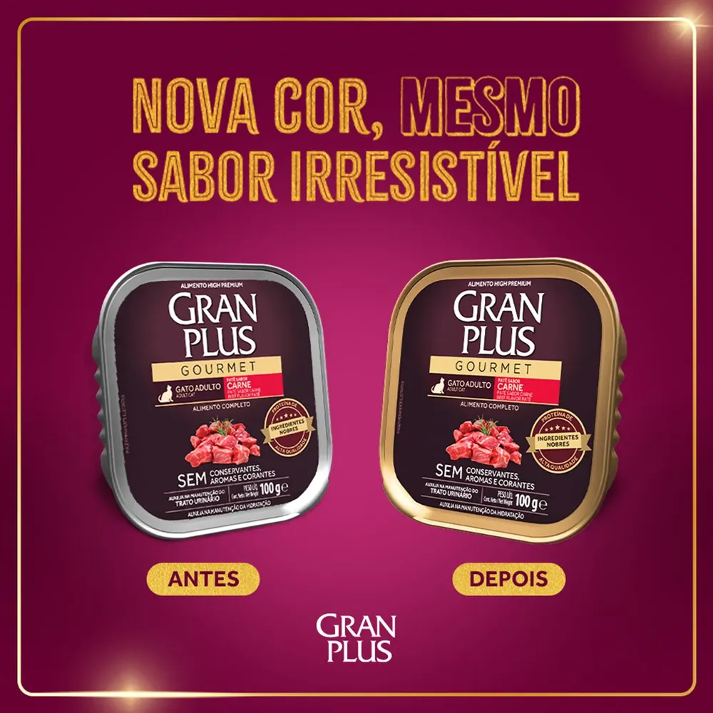 Ração Úmida GranPlus Gatos Adultos Patê Gourmet Carne — foto 2