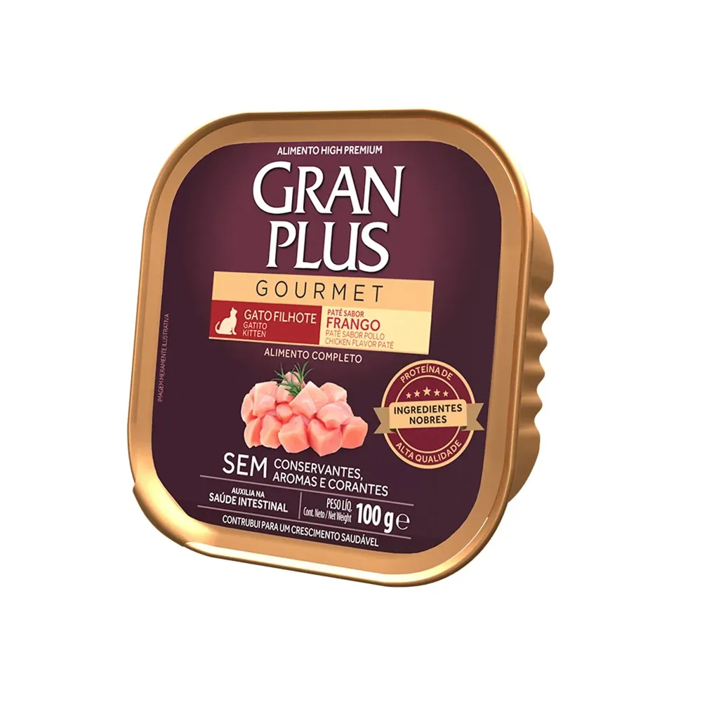 Ração Úmida GranPlus Gatos Filhotes Patê Gourmet Frango