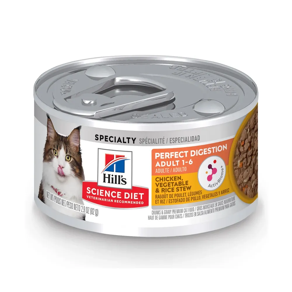 Ração Úmida Hill's Science Diet Digestão Perfeita para Gatos Adultos Sabor Frango e Vegetais