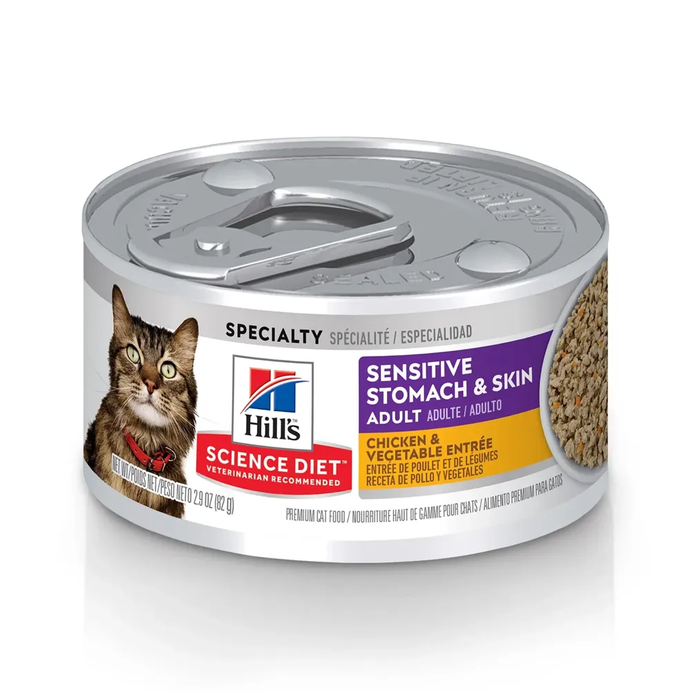 Ração Úmida Hill's Science Diet Pele Sensível para Gatos Adultos Sabor Frango e Vegetais