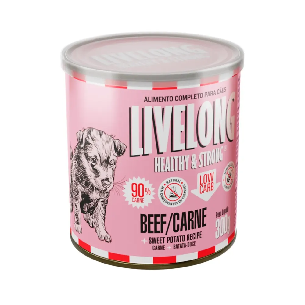 Ração Úmida Natural para Cães Livelong Carne