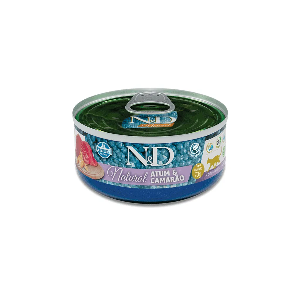 Ração Úmida N&D Natural Gatos Adultos Atum e Camarão