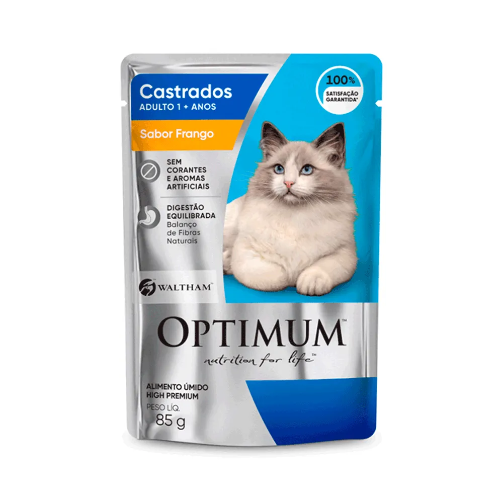 Ração Úmida Optimum Sachê Gatos Adultos Castrados Frango — foto 2