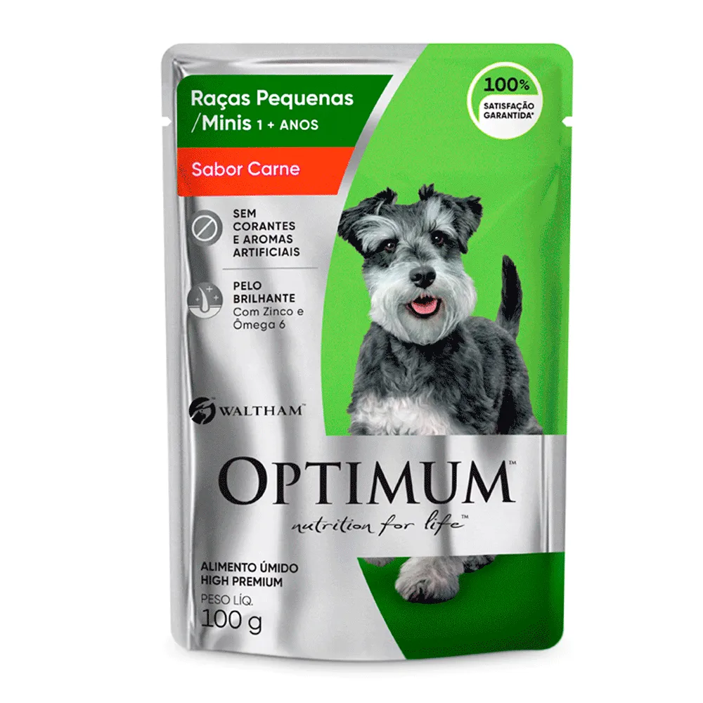 Ração Úmida Optimum Sachê para Cães Adultos Raças Pequenas e Minis Carne — foto 2