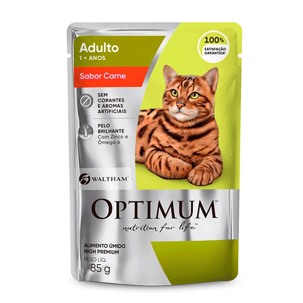 Ração Úmida Optimum Sachê Gatos Adultos Carne — foto 2
