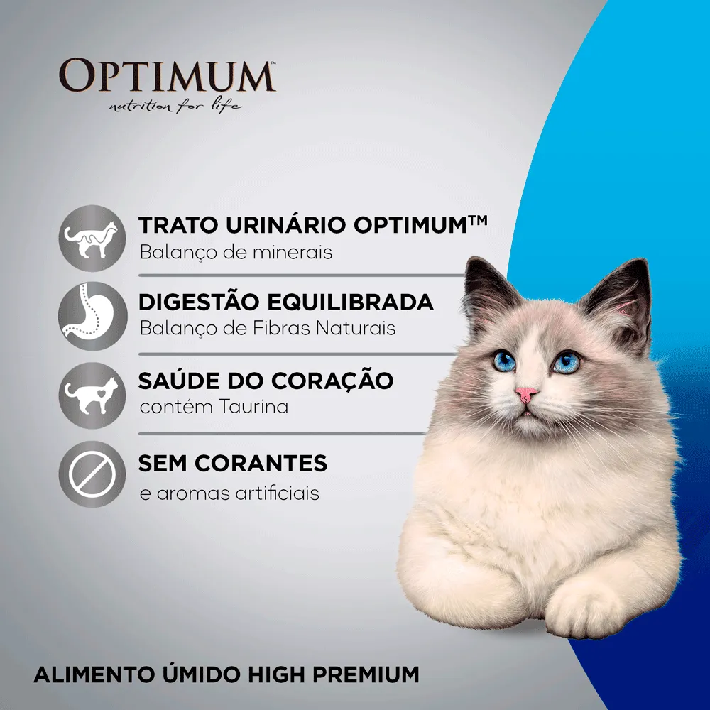 Ração Úmida Optimum Sachê Gatos Adultos Castrados Salmão — foto 3
