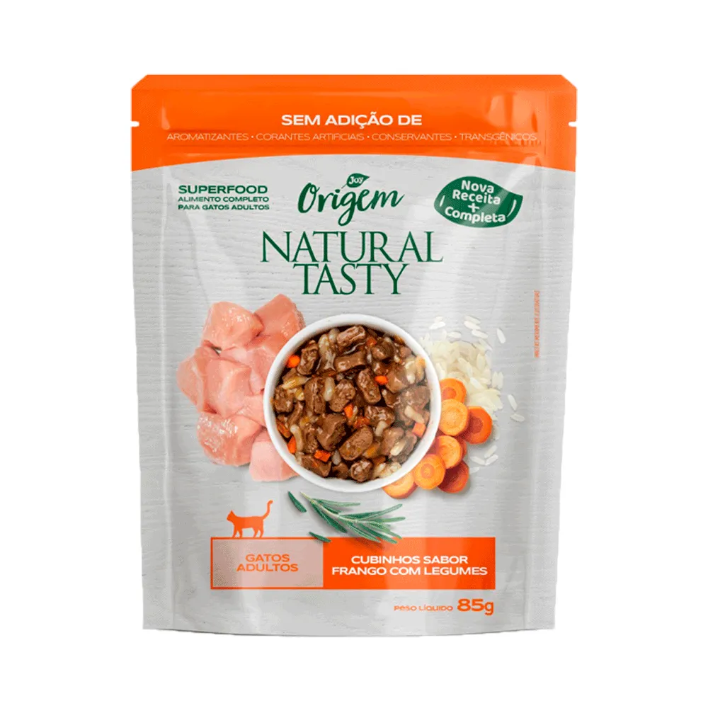 Ração Úmida Origem Natural Tasty Gatos Adultos Frango com Legumes