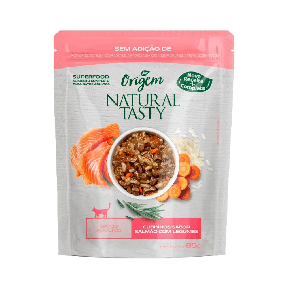 Ração Úmida Origem Natural Tasty Gatos Adultos Salmão com Legumes