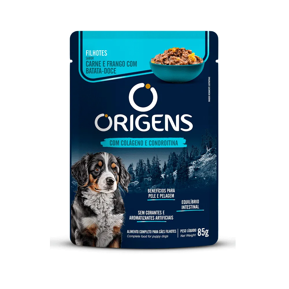 Ração Úmida Origens Cães Filhotes Carne e Frango com Batata-Doce