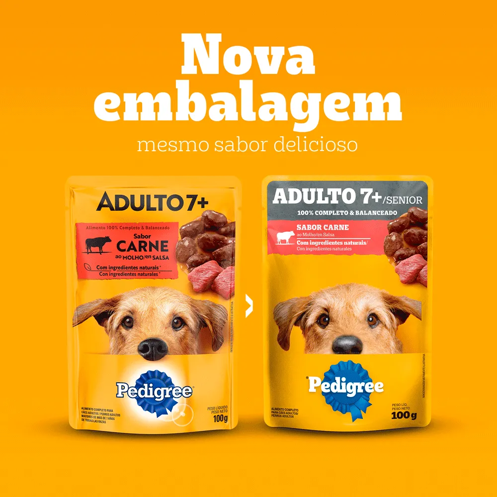 Ração Úmida Pedigree Sachê Cães Adultos Sênior 7+ Anos Carne ao Molho — foto 3