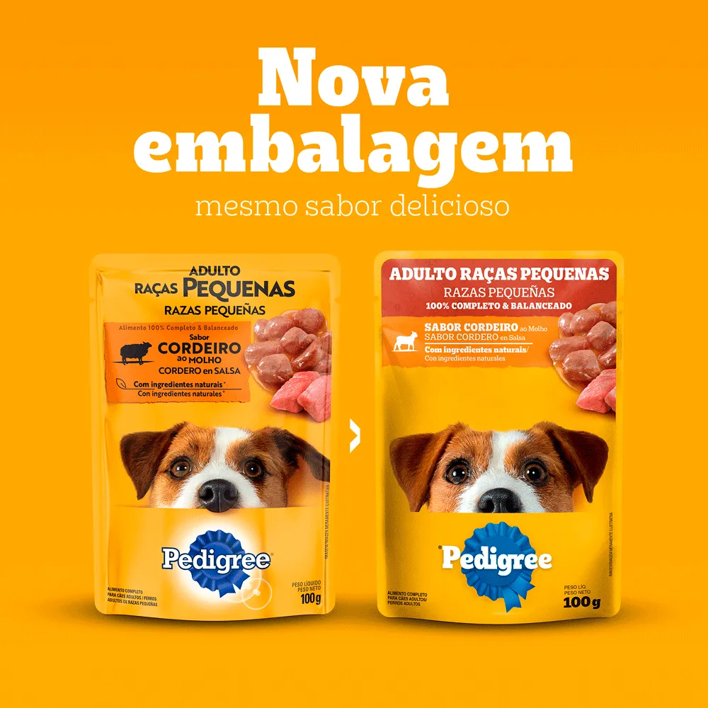 Ração Úmida Pedigree Sachê Cães Adultos Raças Pequenas Cordeiro ao Molho — foto 3