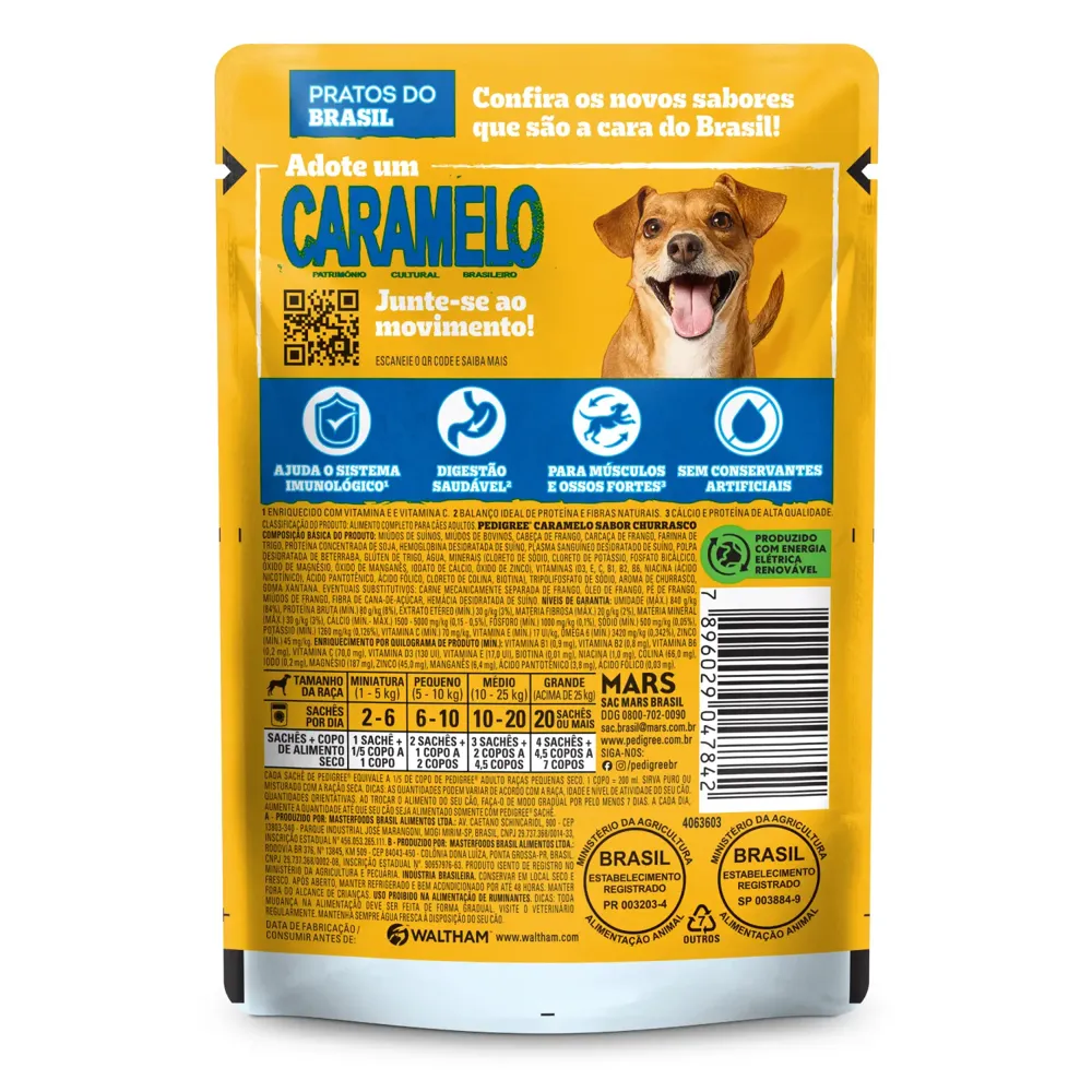 Ração Úmida Pedigree Caramelo Cães Adultos Sachê Churrasco — foto 3