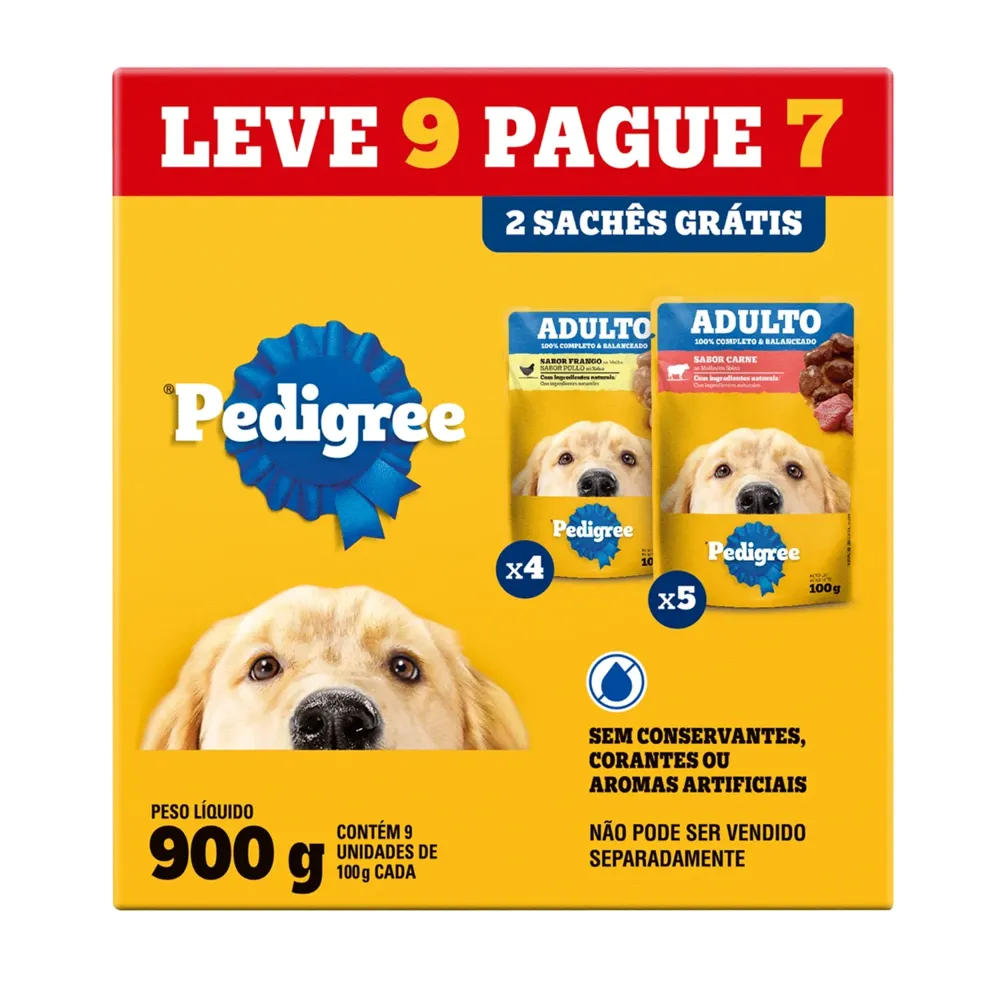 Ração Úmida Pedigree Sachê Cães Adultos Carne e Frango