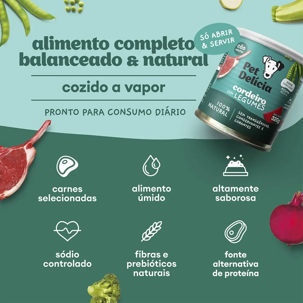 Ração Úmida Pet Delícia Cães Cordeiro com Legumes — foto 2