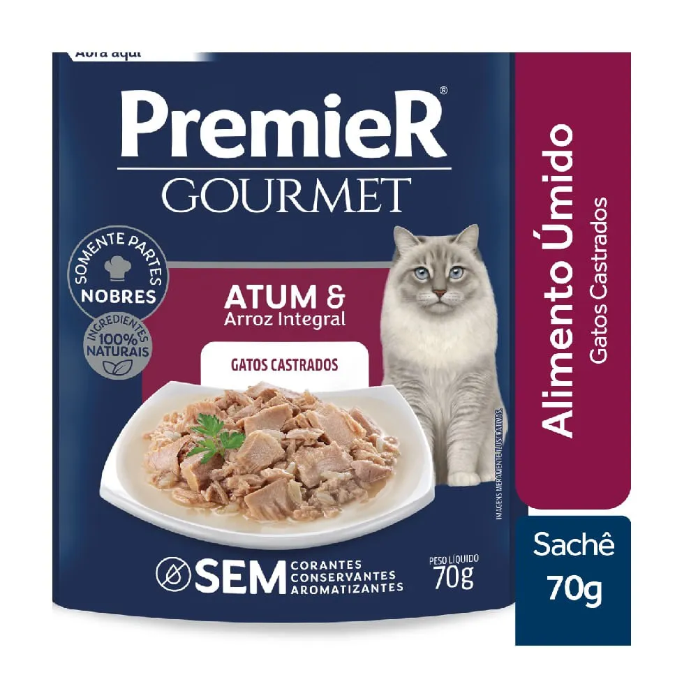 Ração Úmida Premier Gourmet Gatos Castrados Atum e Arroz Integral — foto 2