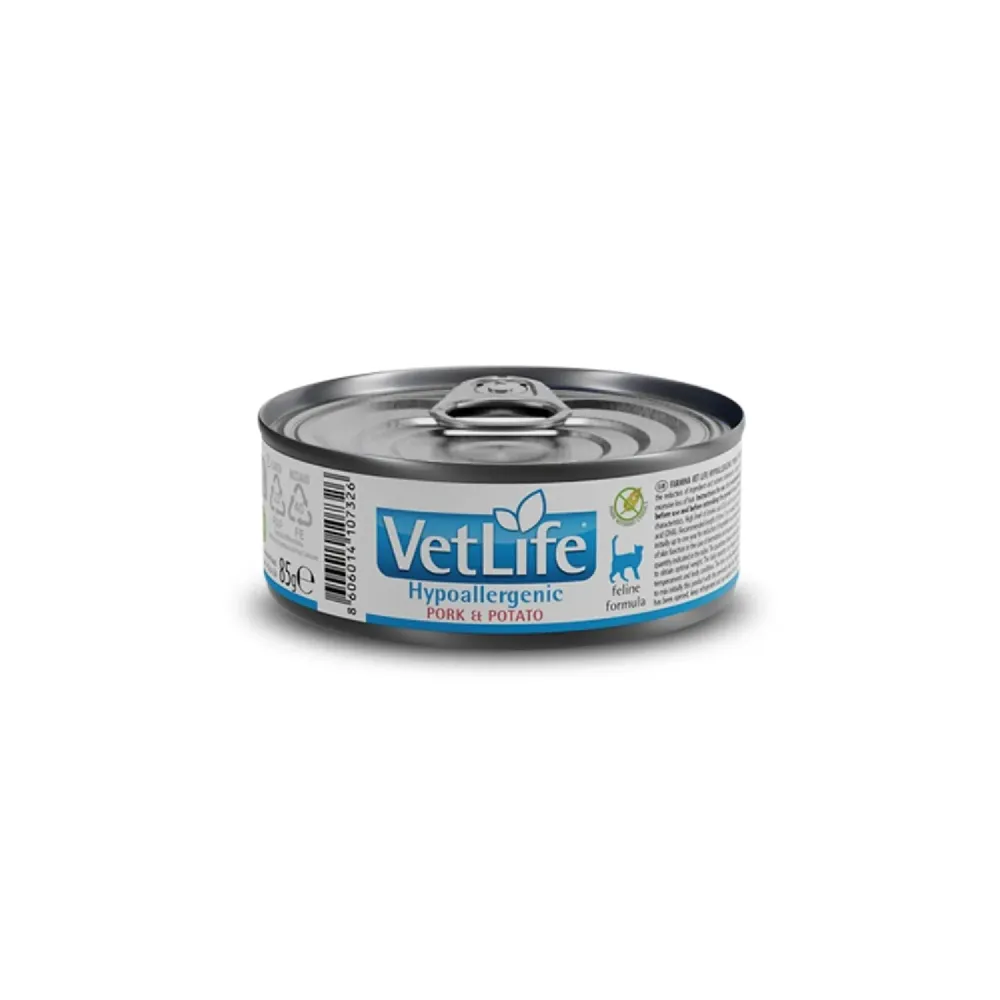 Ração Úmida Vet Life Hypoallergenic para Gatos Adultos Pork & Potato