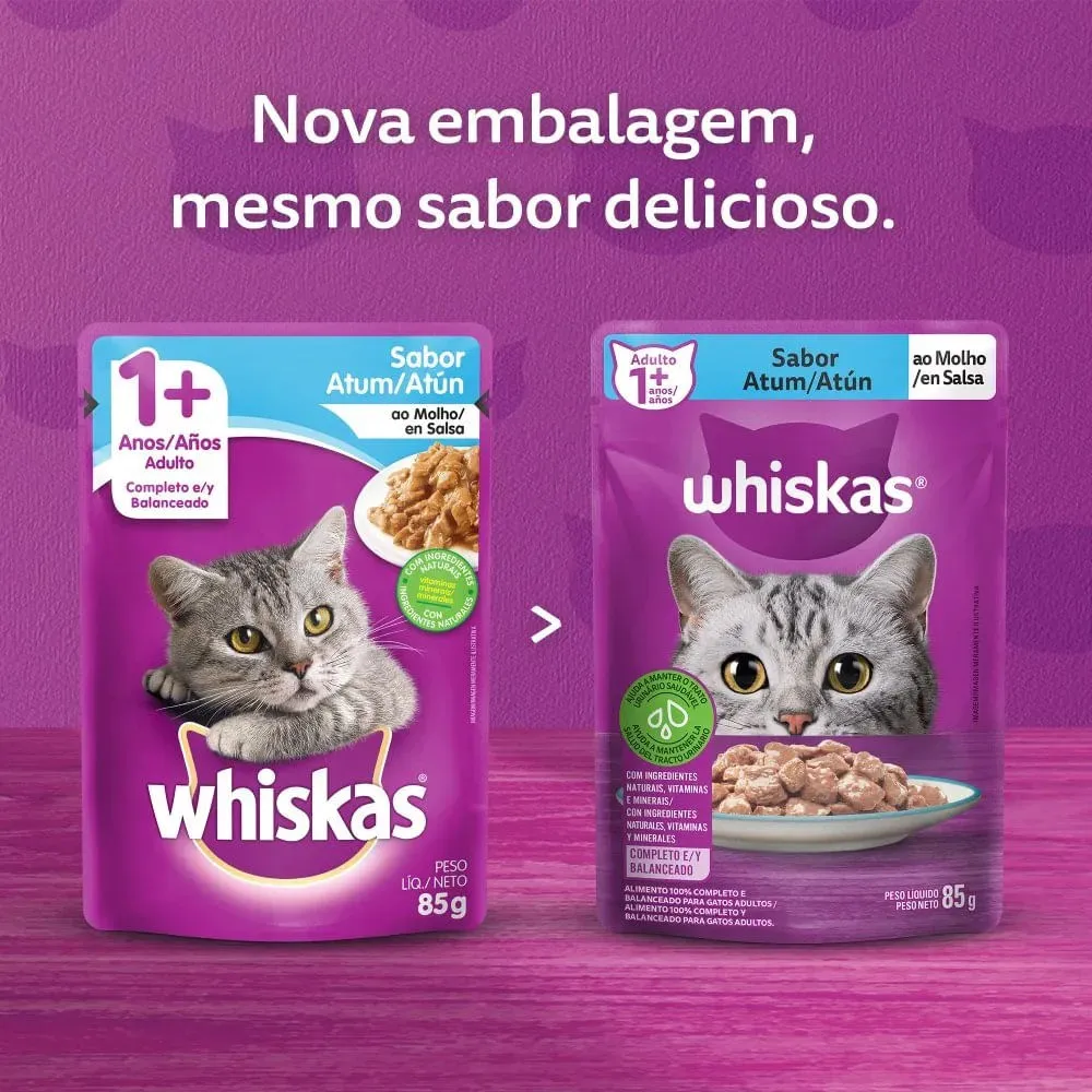 Ração Úmida Whiskas Sachê Atum ao Molho Gatos Adultos — foto 2