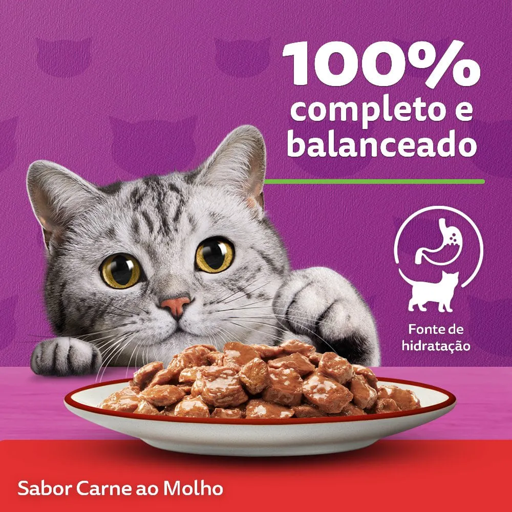 Ração Úmida Whiskas Sachê Carne ao Molho Gatos Adultos — foto 6