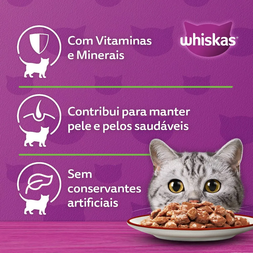 Ração Úmida Whiskas Sachê Carne ao Molho Gatos Adultos Castrados — foto 5