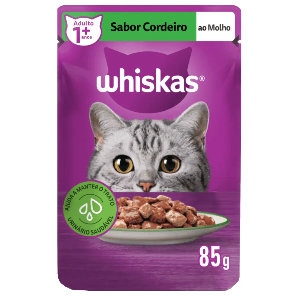 Ração Úmida Whiskas Sachê Cordeiro ao Molho Gatos Adultos