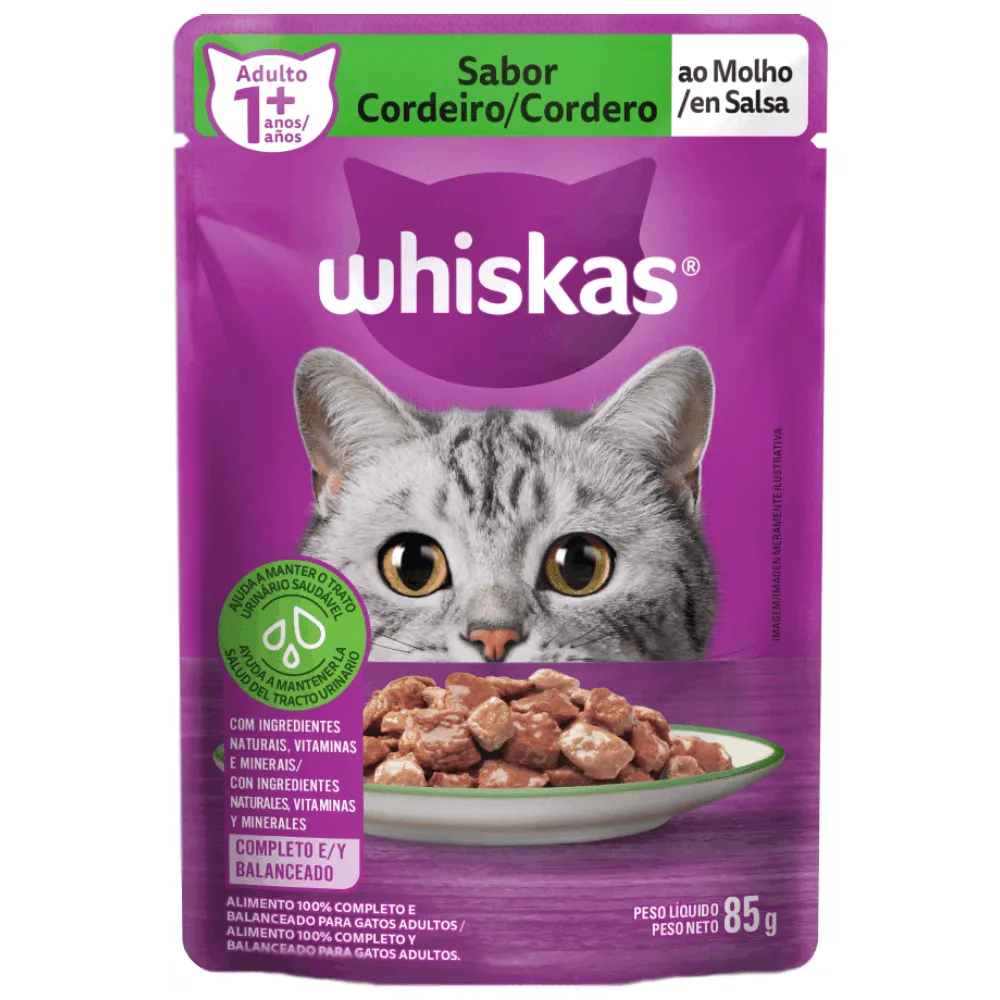 Ração Úmida Whiskas Sachê Cordeiro ao Molho Gatos Adultos — foto 3
