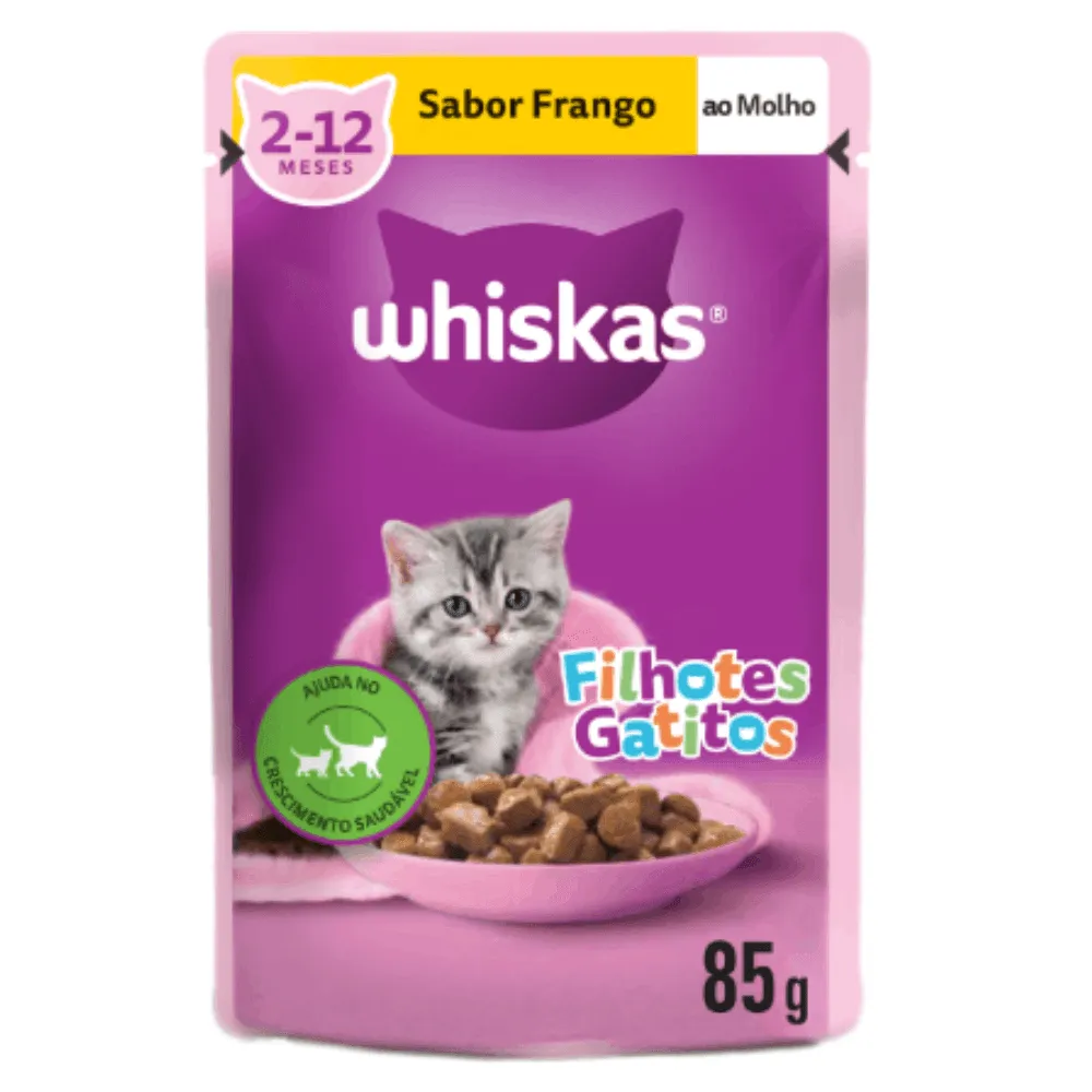 Ração Úmida Whiskas Sachê Frango ao Molho Gatos Filhotes