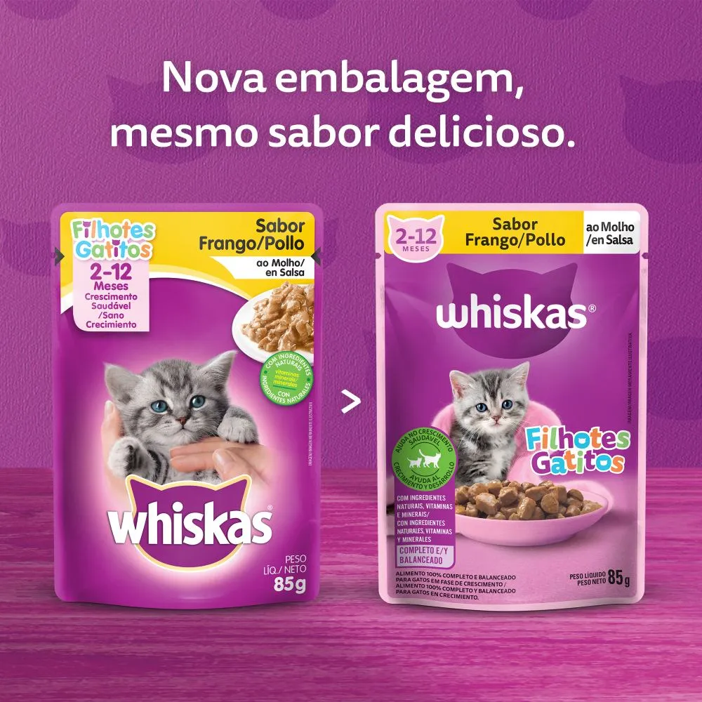 Ração Úmida Whiskas Sachê Frango ao Molho Gatos Filhotes — foto 2