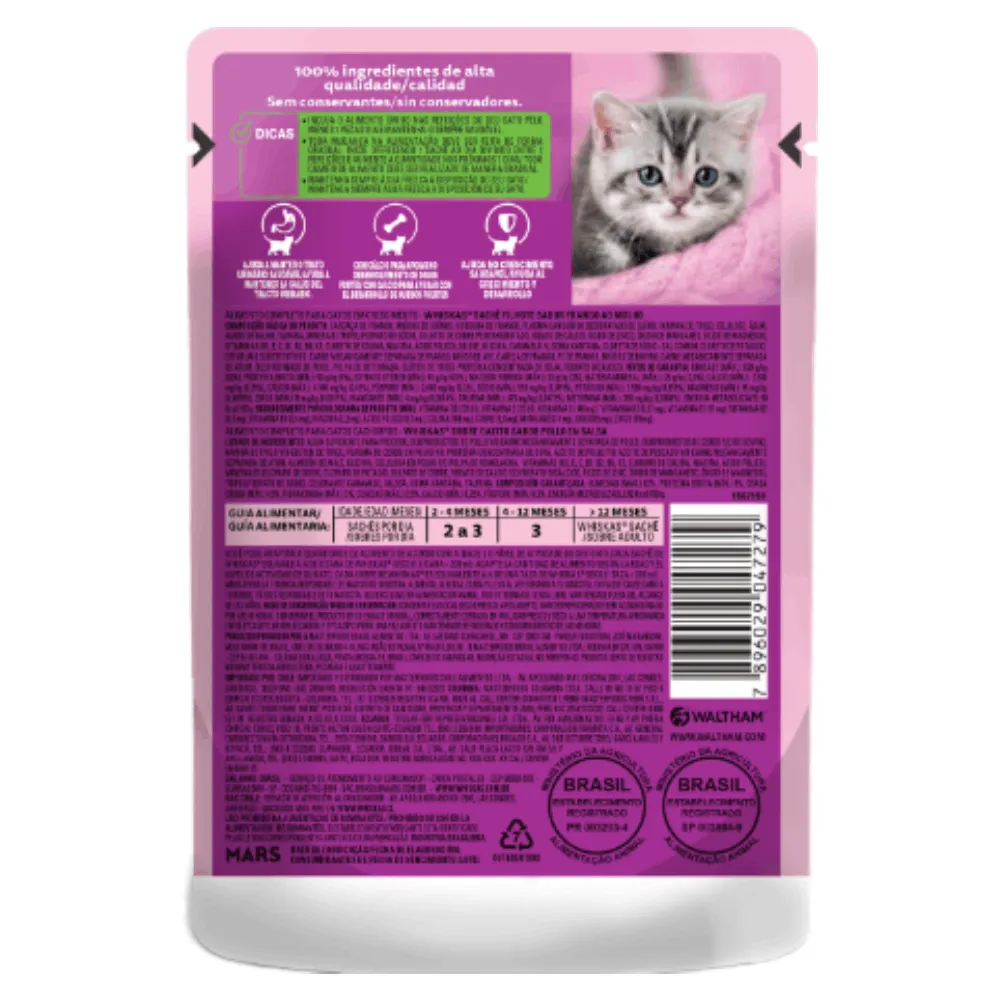 Ração Úmida Whiskas Sachê Frango ao Molho Gatos Filhotes — foto 4