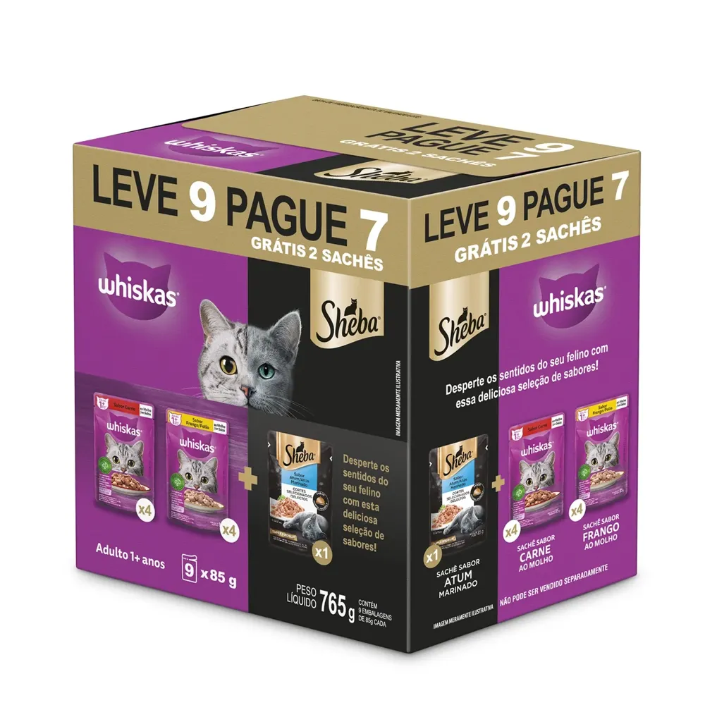 Ração Úmida Whiskas Sachê Gatos Adultos Carne, Frango e Atum — foto 3