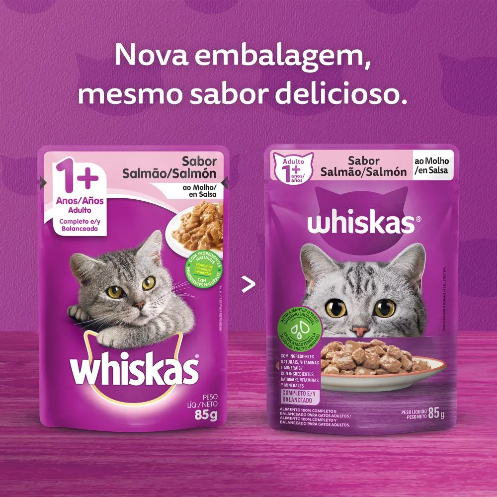 Ração Úmida Whiskas Sachê Salmão ao Molho Gatos Adultos — foto 2
