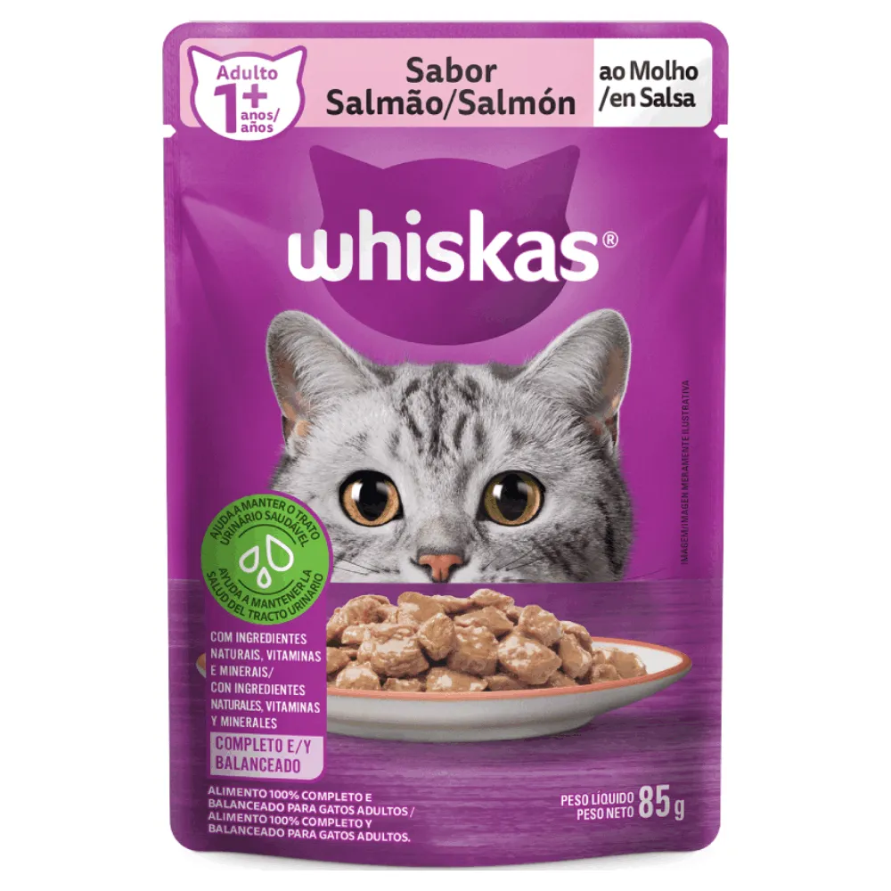 Ração Úmida Whiskas Sachê Salmão ao Molho Gatos Adultos — foto 3