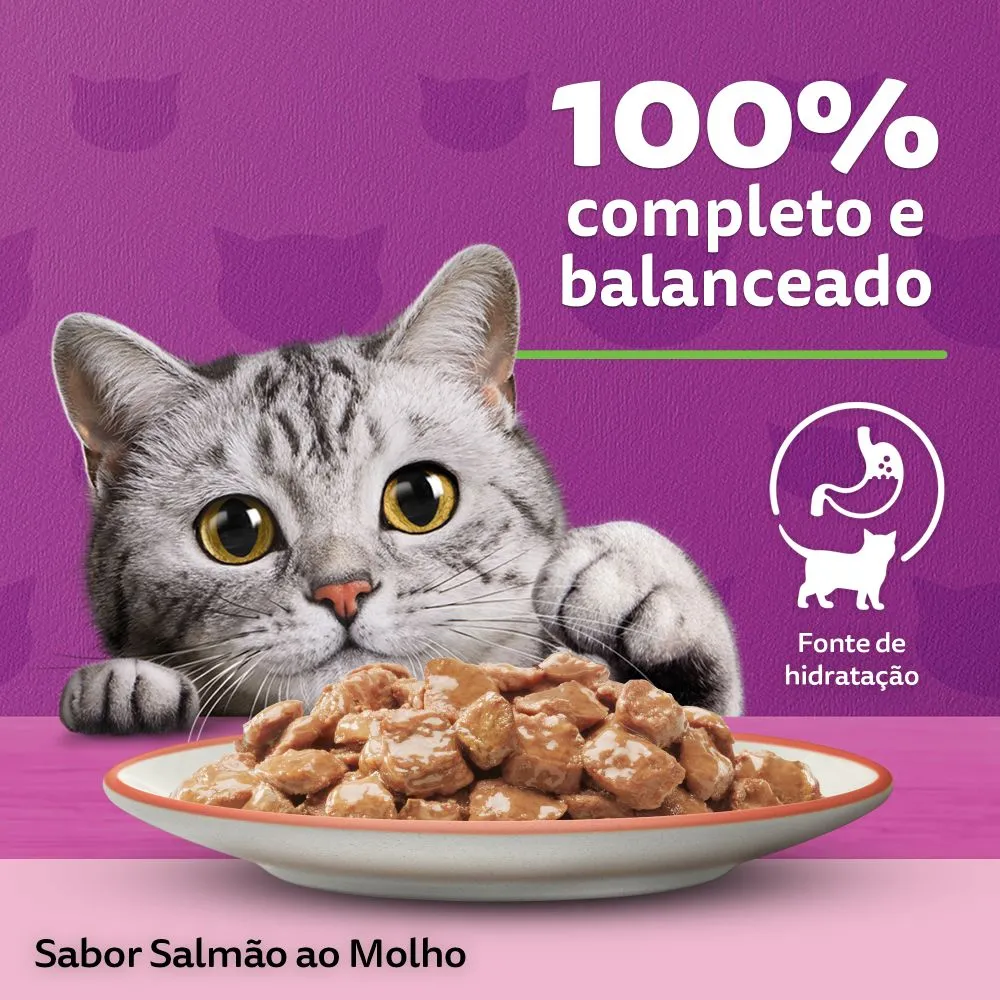 Ração Úmida Whiskas Sachê Salmão ao Molho Gatos Adultos — foto 5