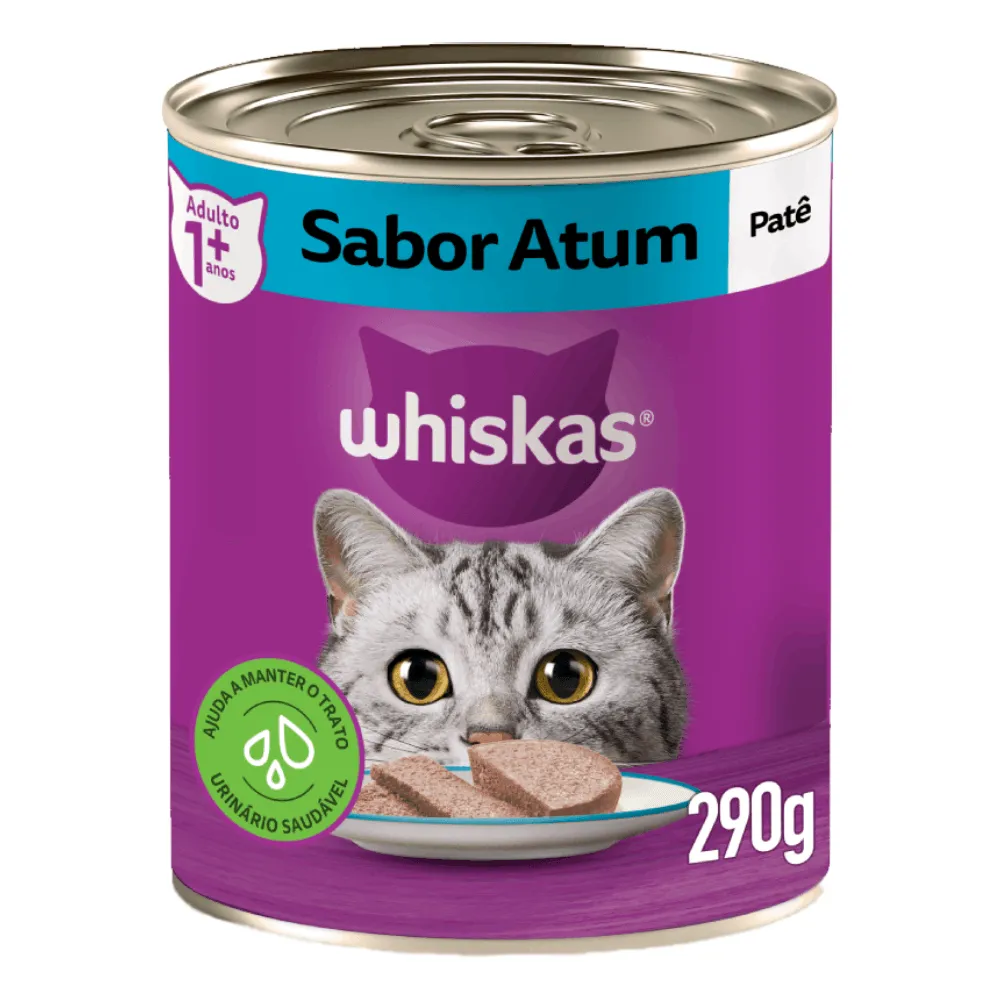 Ração Úmida Whiskas Lata Patê para Gatos Adultos Atum