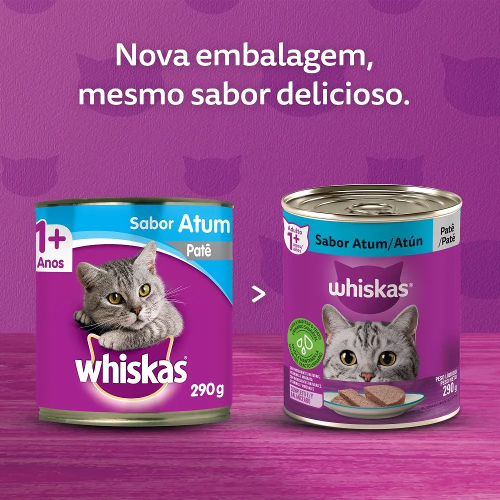 Ração Úmida Whiskas Lata Patê para Gatos Adultos Atum — foto 2