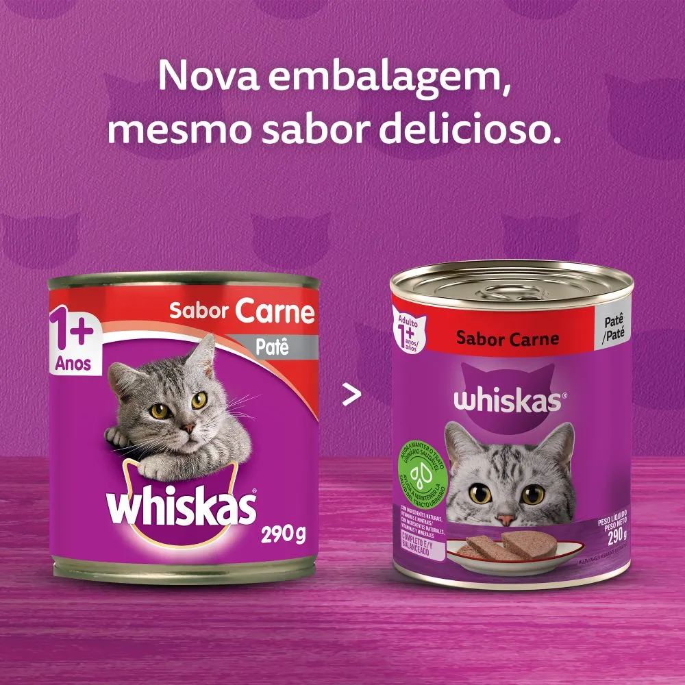 Ração Úmida Whiskas Lata Patê para Gatos Adultos Carne — foto 2