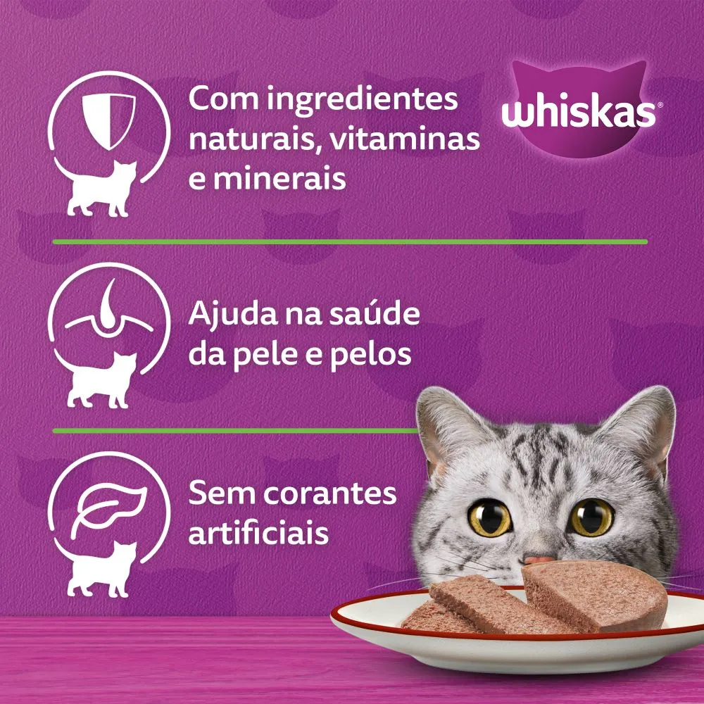 Ração Úmida Whiskas Lata Patê para Gatos Adultos Carne — foto 5