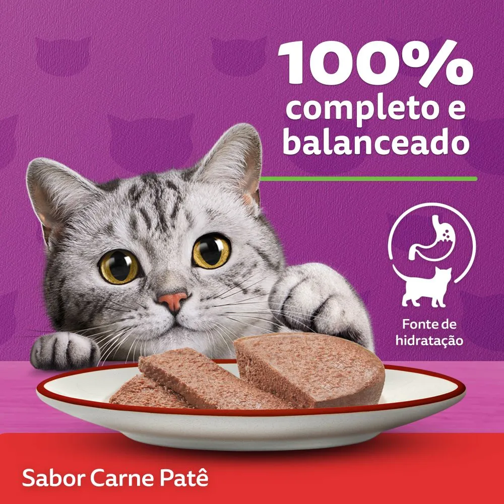 Ração Úmida Whiskas Lata Patê para Gatos Adultos Carne — foto 6