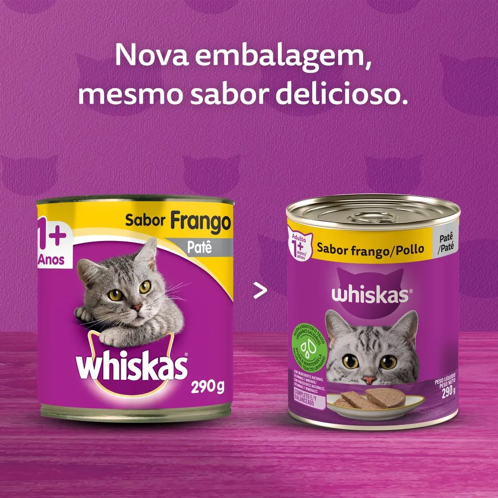 Ração Úmida Whiskas Lata Patê para Gatos Adultos Frango — foto 2